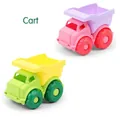 Kids soft plastic toy dump trucks in pink and green for beach sand play sets - Engineering Soft Rubber Beach Truck