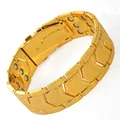 Golden magnetic health bracelet with V-shaped mesh patterns and stainless steel finish - Gold (YLW-SL)