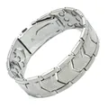 Silver-plated magnetic therapy bracelet for men with dragon pattern and V-shaped links - Silver (YLW-SL)