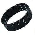 Matte black magnetic therapy bracelet with arrow pattern and double-row dragon texture - Black (YLW-SL)