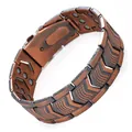 Men's magnetic therapy bracelet in vintage copper finish with arrow pattern - Ancient Copper (YLW-SL)