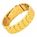 Golden dragon pattern magnetic bracelet with vintage embossed links and double row magnets - Patterned Three-Row Large Version Gold