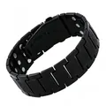 Retro black magnetic health bracelet with dragon pattern and dual row metal links - Patterned Three-Row Large Version Black