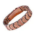 Retro bronze stainless steel magnetic bracelet with double row dragon pattern design - Three Stripes Ancient Copper (STG-CSSL)