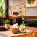 Cute coconut and avocado magnetic keychains with matching color clips and backing card - Instant Wealth Coconut / SKU Price for One Pair