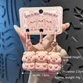 Three cute pink piglet keychains with matte finish and matching pink hooks for backpacks - Three Pigs (3 Pcs Set) / SKU Price for One Pair
