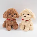 Brown and white plush teddy dogs with red collars and silver bells set of two - Collared Teddy Dog 30cm / Price And Color Are Random For Single Pieces Around 40cm In Length.