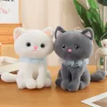 Set of grey and white plush cat dolls with blue lace collars and hanging loops - Bella Cat 32cm / Price And Color Are Random For Single Pieces Around 40cm In Length.