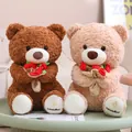 Brown and beige plush teddy bears holding red roses with star embroidery on feet - Rose Hat Bear 32cm / Price And Color Are Random For Single Pieces Around 40cm In Length.
