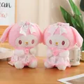 Pink and white My Melody plush dolls in floral lace dresses on wooden table - My Melody Rose 32 Cm / Price And Color Are Random For Single Pieces Around 40cm In Length.