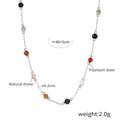 Titanium steel necklace with colorful natural stone beads in a minimalist layered design - 40+5cm / Steel Color Necklace (40+5cm)