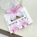 Frangipani hair clip set with pink purple gradient finish on white display card - Spring Cherry Blossom Pink (large Size) + Red Pink + Small Plum Pink Set (includes Card)