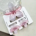 Pink and purple gradient resin frangipani flower hair claw clip set with pearlescent finish - Large And Small Claw Clips Combination / Cherry Blossom Red