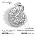Polished stainless steel nautilus shell pendant with spiral texture and silver finish - Small Conch Pendant (PJ91016S(Samll))