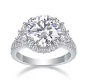 Luxurious S925 sterling silver moissanite ring with a large round brilliant-cut center stone - US Size 5 / R15169 - Round 5-carat Moissanite Ring