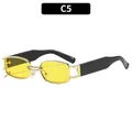 Vintage rectangular sunglasses with gold metal frame, yellow lenses, and black temples C5 - Gold Frame Yellow Lens