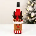 Detailed view of reindeer knitted wine bottle cover with 3D antlers and festive patterns - Reindeer Style