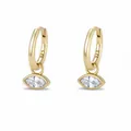 Pendientes de aro en plata S925 con colgantes de circonita en corte marquesa - Plata 925 / Amarillo