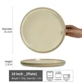 25.2cm cream ceramic steak plate with vertical textured edge for microwave use - Qiuchuan - Yellow Large Plate 10 Inch (Minor Flaws)