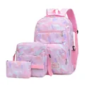 Pink camouflage three-piece backpack set including shoulder bag and zipper pouch - Three-Piece Set / Pink