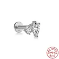 S925 sterling silver dragonfly stud earring with pear-shaped and round cut zircons - Marquise Arched Style (Single #4) / White Gold
