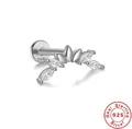 S925 sterling silver dragonfly labret stud with marquise crystals and flat back - Curved Row Diamond Style (Single #5) / White Gold