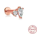 Rose gold S925 sterling silver dragonfly stud earring with marquise cubic zirconia - Marquise Arched Style (Single #4) / Rose Gold