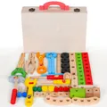 Set attrezzi giocattolo in legno per bambini con valigetta e accessori montessori - Cassetta Degli Attrezzi Edizione Standard Stile B / Colore legno naturale