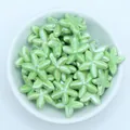 Macro shot of light green glazed starfish ceramic beads for handmade jewelry DIY - Green
