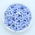 Macro shot of light blue starfish ceramic beads with pearlescent glaze for DIY jewelry - Light Blue