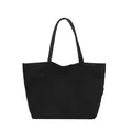 Minimalist black canvas tote bag with large capacity and durable handles for daily use - Black