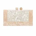 Elegant acrylic clutch evening bag with marble texture and golden metal clasp for women - Champagne