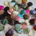Mix of colorful 2cm heart-shaped crystal pendants with silver metal clasps - Defective Items