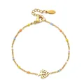 18k gold plated stainless steel bracelet with colorful enamel beads and tree of life charm - Colorful