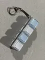 Blue and white 4-key mechanical keyboard fidget keychain toy with transparent base - 4-Key Transparent Shell Blue White Mixed