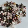 Mini mushroom natural stone pendants in various crystals with silver metal clasps - Defective Items