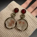 2605070 Red Vintage Rose Earrings