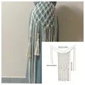 Bohemian macrame fringe waist belt in ivory cotton with decorative wooden beads - Style 7