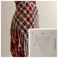 Handmade white macrame fringe belt skirt with adjustable ties, 50x45cm bohemian style - Style 9