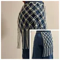 Bohemian white handmade macrame tassel waist belt and fringe skirt decoration - Style 10