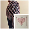 Pink bohemian hand-woven macrame fringe belt for weddings and parties, size 50x45cm - Style 8