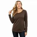 Detailaufnahme des braunen Still-T-Shirts mit seitlichen Öffnungen für bequemes Stillen - S / Oberteile / Kaffeebraun