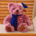 Pink Christmas teddy bear plush with blue sequin scarf and star hat variant - 20cm / Taro Purple