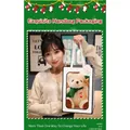 Cream teddy bear plush toy with green sequin scarf in white gift bag with Happy Bear logo - 20cm / Gift Bag (Bag Only)