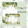 Juego de papelería floral con 5 sobres y 5 hojas de papel de cartas de tema bosque - Bosque