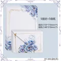 Blue Peony stationery set with 5 floral letter papers and 5 matching envelopes - Blue Peony