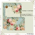 Vintage floral stationery set with pink roses and 5 envelopes plus 5 letter papers - Chinese Rose