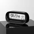 Black digital smart alarm clock showing time, date, weather, and indoor temperature - Obsidian Black (Battery Version)