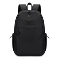 Minimalist black waterproof laptop backpack for students with side pockets and front pocket - Black
