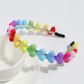 Cerchietto arcobaleno con perline a cuore colorate su sottile base in metallo - Stile Perlato Grande Cuore Colorato